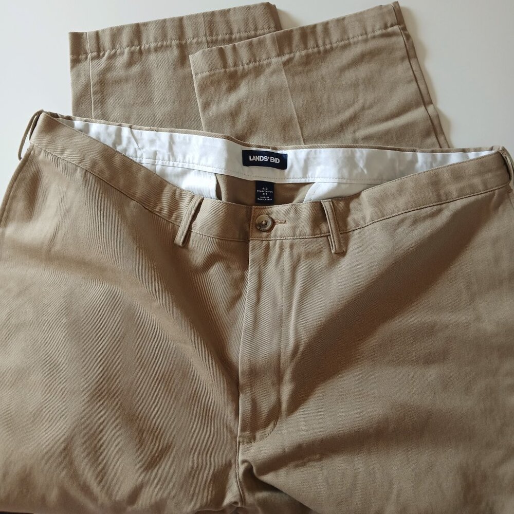 Land's End Men's Blue, Khaki & Grey Dress Slacks LOT OF 3 Pairs GUC Size 42 - Picture 3 of 9
